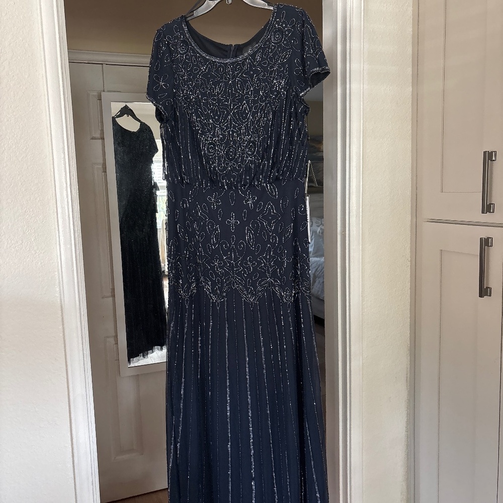 Navy Blue beaded long dress